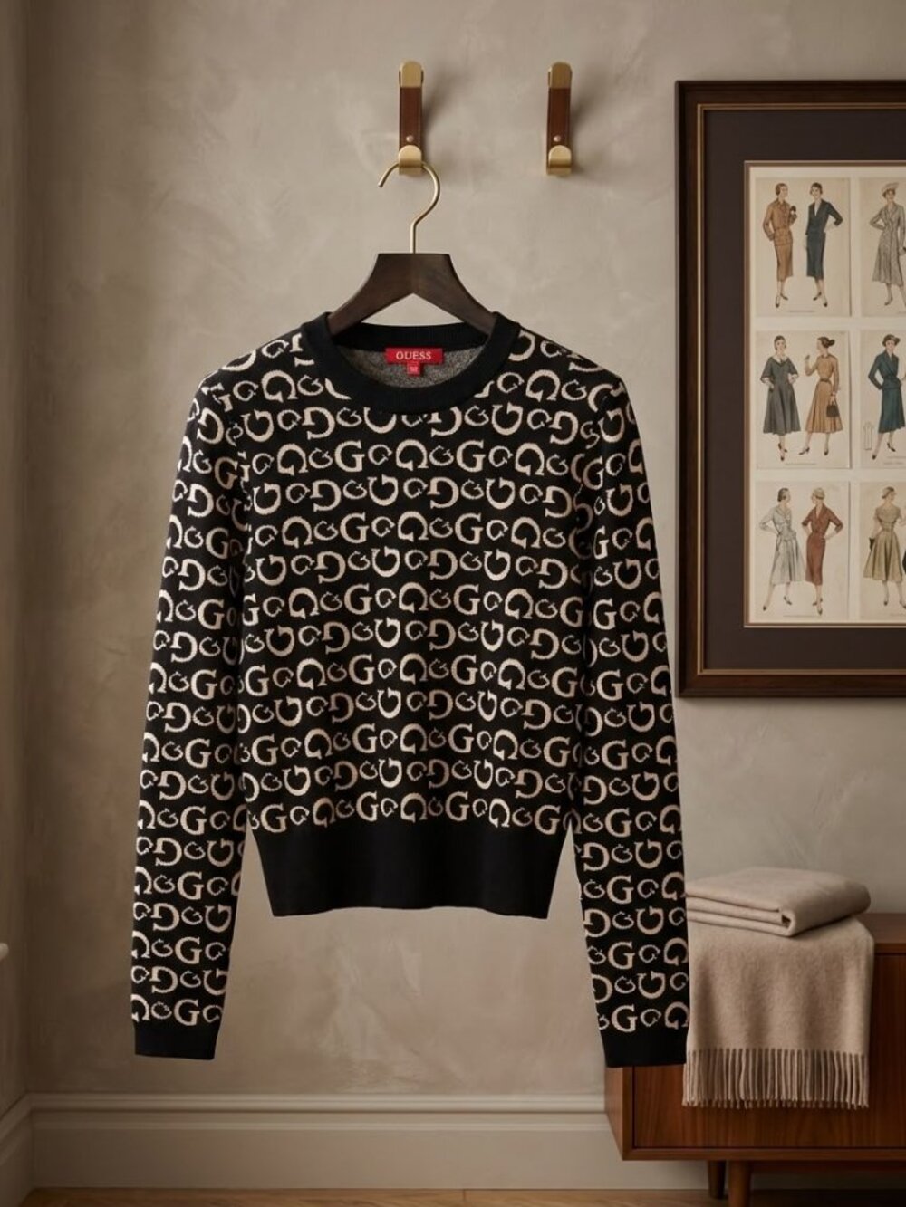 GUESS Los Angeles G-Monogram Knit Sweater Stretch - Small - Picture 2 of 4